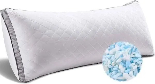  Memory Foam Body Pillow -Fluffy Body Pillows LONG BODY PILLOW White Quilted