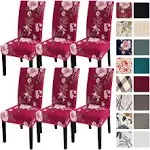 Searchi Dining Room Chair Covers Slipcovers Set of 6, Spandex Super Fit Stretch Removable Washable Kitchen Parsons Chair Covers