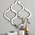 DMDFIRST Arc-Shaped Decorative Wall Mirror Silver Color 14.75”x14.75”, Exquisite Bevelled Gorgeous Glam Accent Decor Unique Modern Fashion Hand