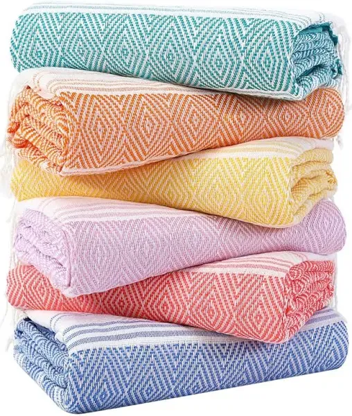 6 Packs Oversized Turkish Beach Towels Set