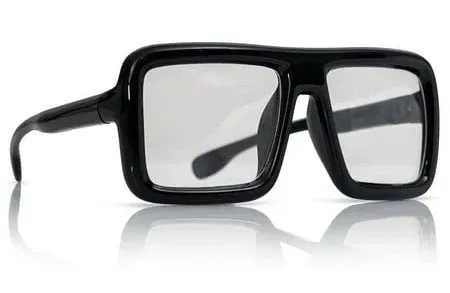 Black Oversized Thick Glasses – Shiny Square Frame Old Man Nerd Costume Accessor