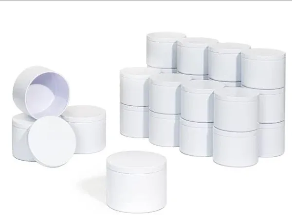 Aroparc White Candle Tins 8oz, 24 Piece, Straight Sided Bulk Candle Containers for Candle Making Supplies Wholesale Candle Ja