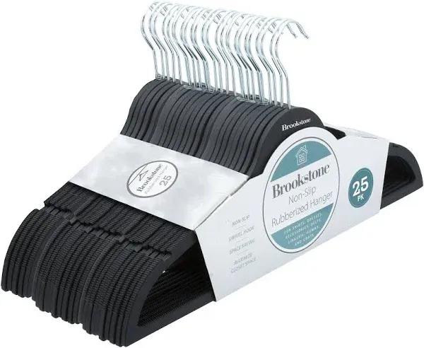 Brookstone 25 Pack 3D Rubberized Non-Slip Wide Clothing Hangers