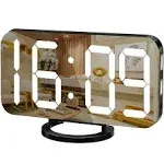 Wulawindy Digital Alarm Clock, Large LED Display, with USB Charger, Snooze Function Dim Mode Wall Hanging Beside Desk Clock for Bedroom Black Room