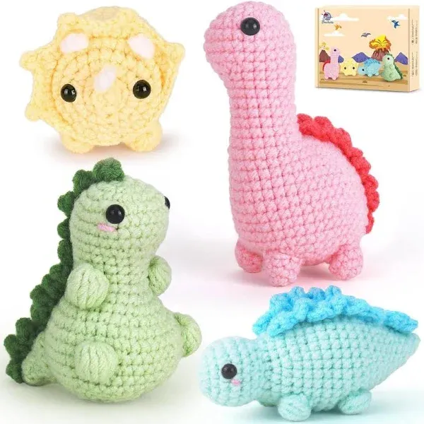 Eelexa Crochet Kit for Beginners Amigurumi Crocheting Animal Kits Learn to Crochet with Step-by-Step Video Tutorials for Kids Adults Beginner