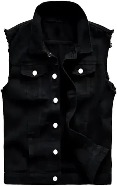 Men's Slim Fit Sleeveless Ripped Denim Vest