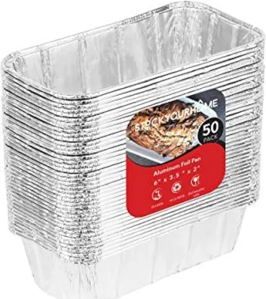 Stock Your Home Aluminum Pans Mini Loaf Pans (50 Pack) 1 Lb Aluminum Foil Tin Pa