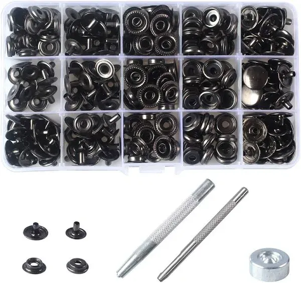 Inton 70 Sets 15mm 5/8" Metal Snap Fastener Leather Rapid Rivet Button Sewing