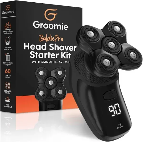 GROOMIE BaldiePro Head Shaver Starter Kit - Bald Care - Cordless Head...