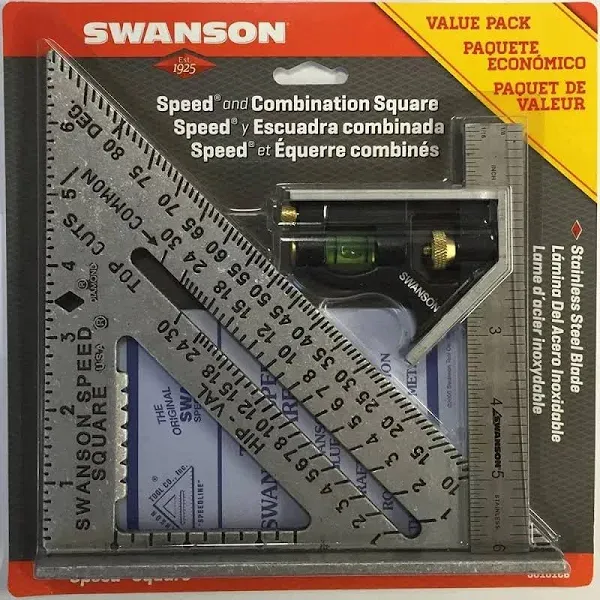 Swanson S0101CB Speed Square Layout Tool with Blue Book and Combination Square Value Pack