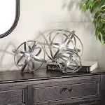 Silver Modern Folding Orb Sculpture - Set of 3