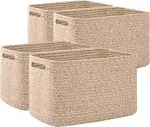 Shop OIAHOMY 4 Pack Storage Baskets for Organizing, Cube Storage Bins for Shelves, Rectangle Storage Baskets with Handles, Woven Baskets for Storage,