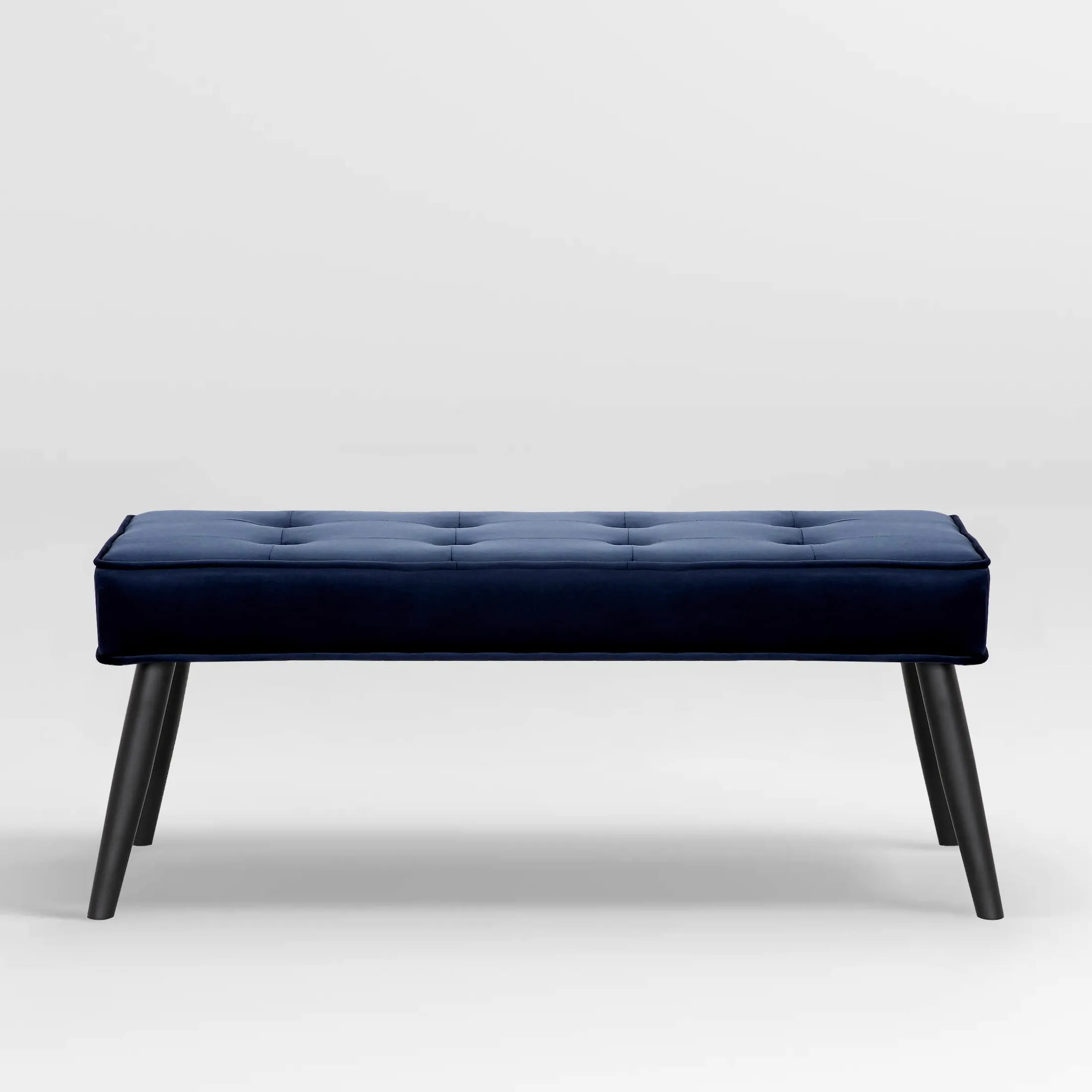 WestinTrends Velvet Wordford Tufted Bedroom Bench for Living Room & Entryway Furniture, Navy Blue