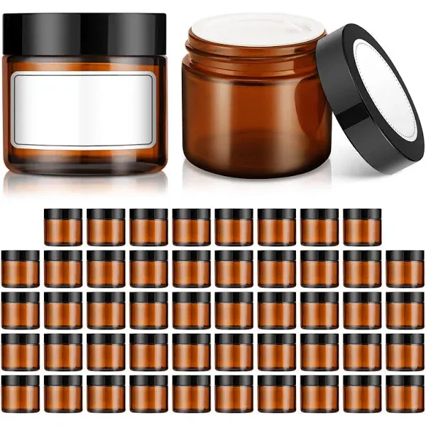 Bumobum 2 oz Round Amber Glass Cream Jars with Lids