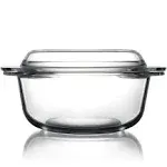 ZYER Round Glass Casserole Dish with Glass Lid