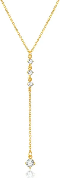 Adornia 14k Gold Plated Adjustable Mixed Stone Lariat Necklace