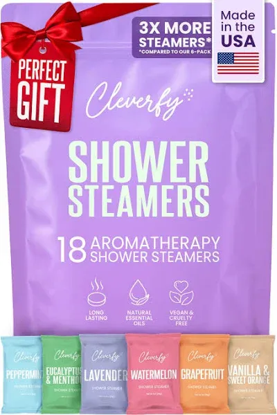 Cleverfy Shower Steamers Aromatherapy 18 Pack of Shower Bombs with Essential Oils. Self Care and Relaxation Birthday Gifts for Women and Men