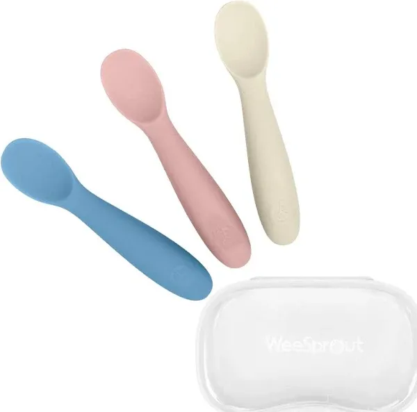 Baby Spoons for Self Feeding 6 Months +, Soft &amp; Durable Silicone Utensils for Se