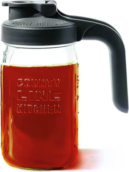 County Line Kitchen Glass Mason Jar Pitcher with Lid - Wide Mouth, 1 Quart (32 oz) - Heavy Duty, Leak Proof - Sun & Iced Tea Pitcher, Cold Brew Coffee, Breast Milk Storage, Water - Gray