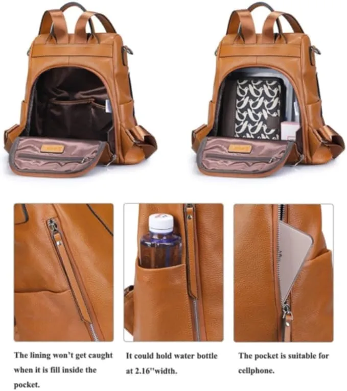 Women's Anti-Theft Leather Backpack