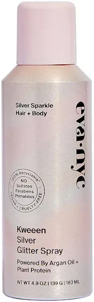 Eva NYC KWEEN SILVER GLITTER SPRAY Silver Sparkle Hair + Body w/Argan Oil (NEW)