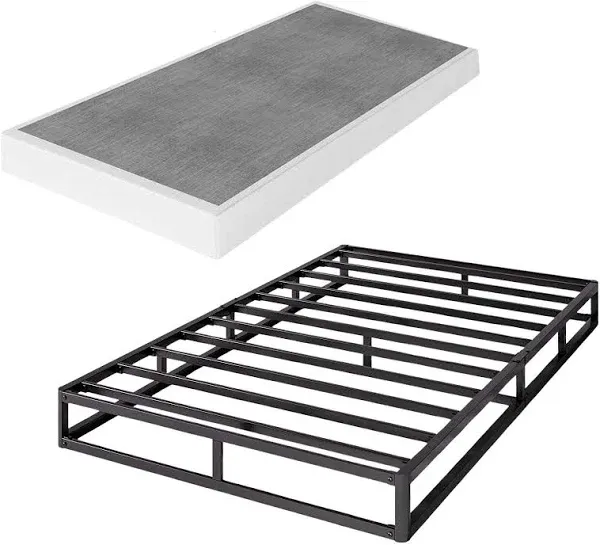 Alwyn Home Ndayisenga 5 Inch Metal Box Spring Basics Mattress Foundation Heavy Duty Steel Slat Bed Frame