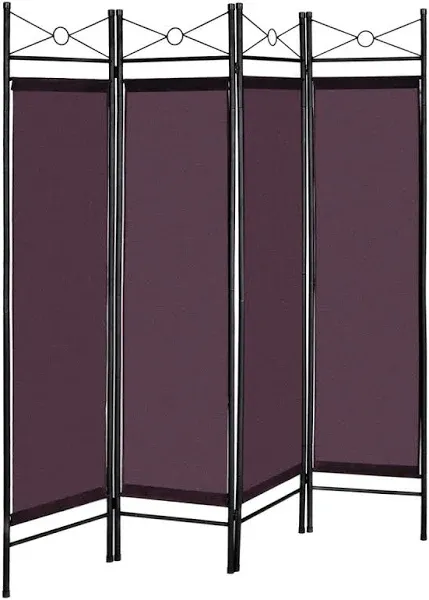 Costway 4 Panel Room Divider Privacy Screen Home Office Fabric Metal Frame