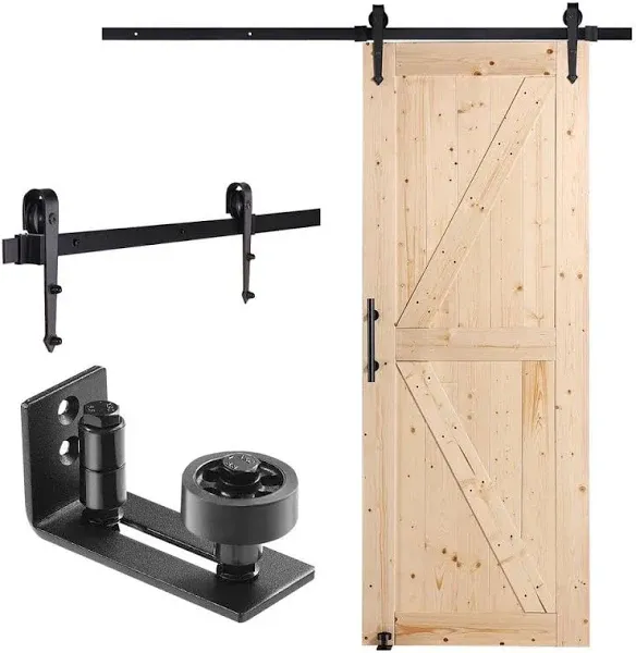 VEVOR Barn Door and Hardware Kit 84 Wood and Glass Sliding Barn Door