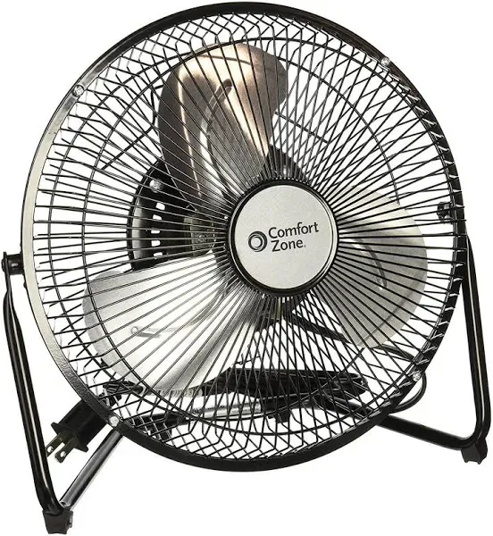 comfort zone CZHV9B 9&#034; 3-Speed Floor Fan - Black