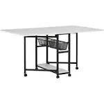 Studio Designs Mobile Fabric Cutting Table with Storage, White