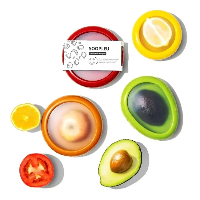 Avocado Saver and Tomato Holder - Set of 4 Reusable Storage Containers for Fridg