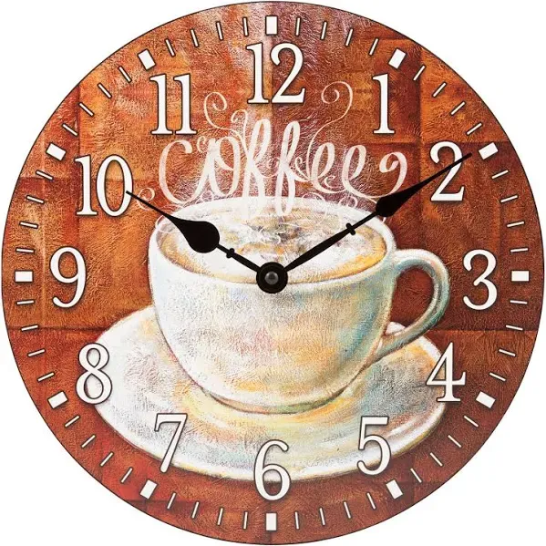 La Crosse Clock 404-2631C-INT 12-Inch Round Coffee Decorative Quartz Analog Wall Clock