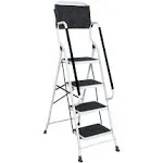 4 Step Ladder With Handrails Folding Step Stool With Ladder Caddy Heavy Duty Ste