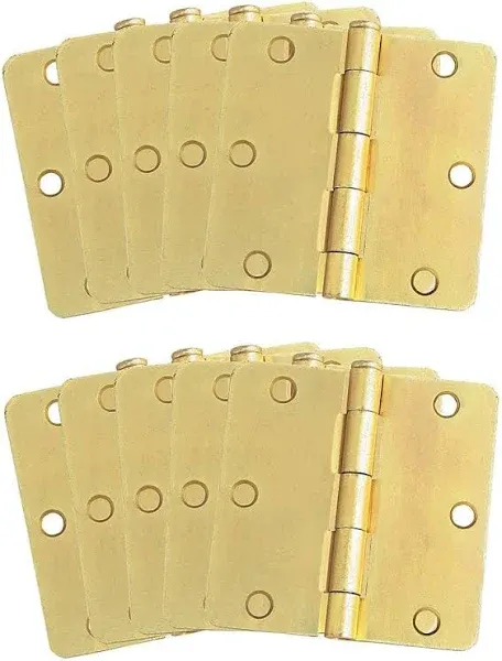 181347  10pack Steel Door Hinge 3.5&#034; Satin Brass