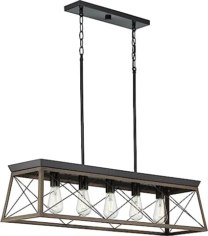 Progress Lighting Briarwood 5-Light Antique Bronze and Painted Oak Farmhouse Led; Dry rated ChandelierProgress Lighting Briarwood 5-Light Antique Bronze and Painted Oak Farmhouse Led; Dry rated Chandelier