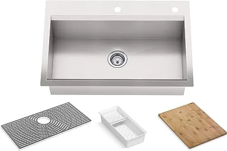 Kohler 80084-2PC Task 33" top-/undermount Single-Bowl Workstation Kitchen Sink