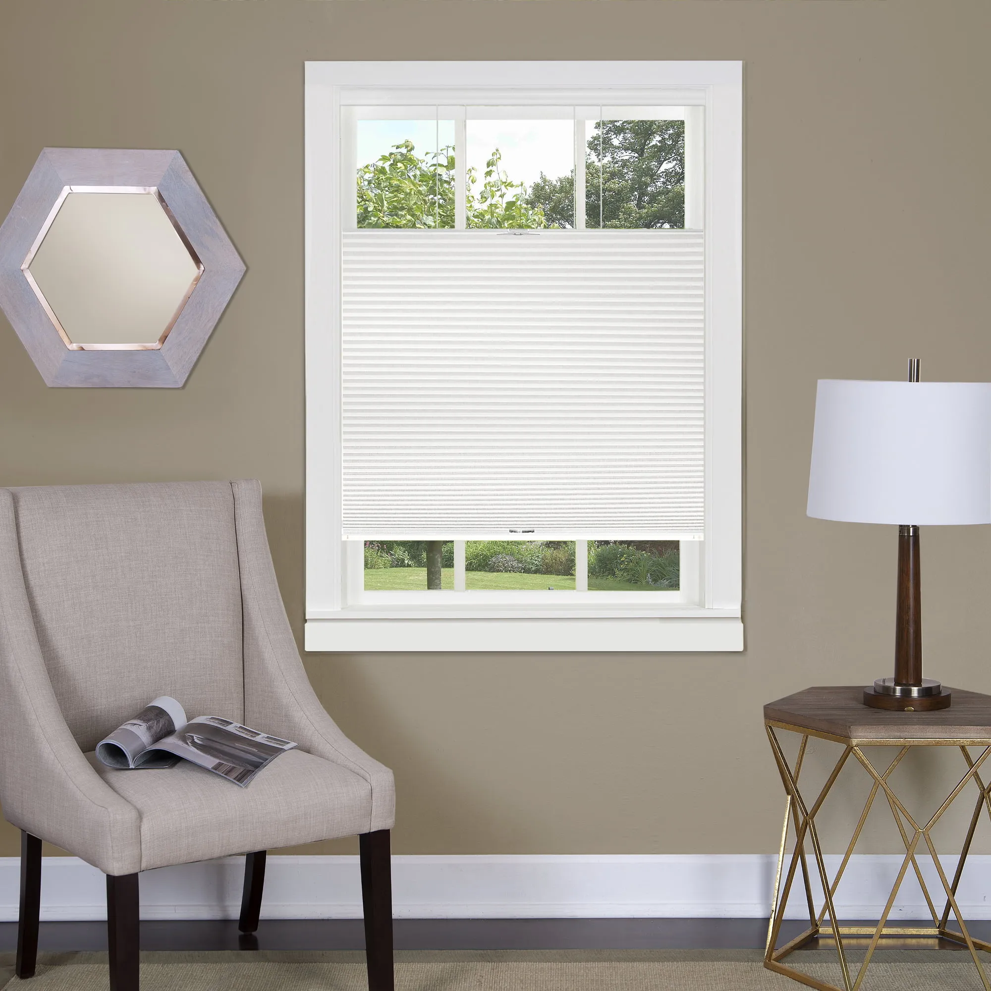 Achim White Top Down-Bottom Up Cordless Honeycomb Cellular Shade