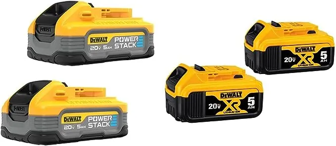 DEWALT Powerstack 20V MAX Battery, Rechargeable, 5Ah, Lithium Ion, 2-Pack (DCBP520-2)