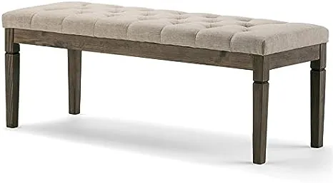 SIMPLIHOME Waverly 48 Inch Wide Traditional Rectangle Tufted Ottoman Bench in...