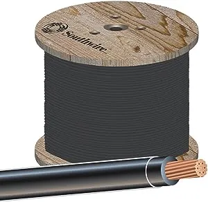 SOUTHWIRE COMPANY LL 20499001 4 Gauge Stranded Thnn Single Wire, 500 Ft, Black