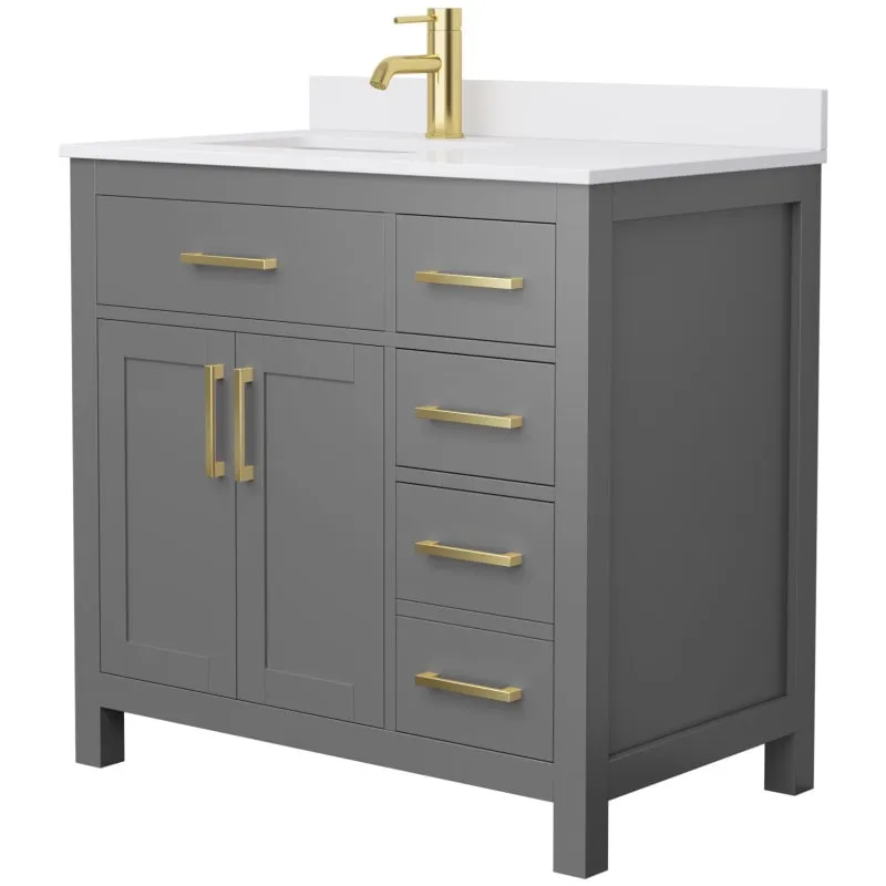 Beckett 36" Free Standing Single Basin Vanity Set with Cabinet and Cultured Marble Vanity Top