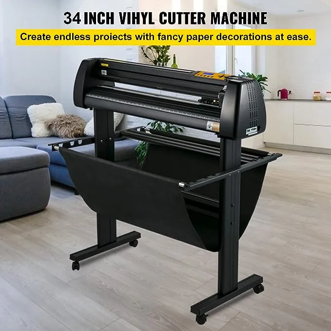 VEVOR Vinyl Cutter 34Inch Bundle, Vinyl Cutter Machine Manual Vinyl Printer LCD Display Plotter Cutter Sign Cutting with Signmaster Software for Design and Cut,with Supplies, Tools