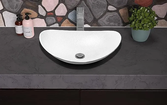 Monarch Abode 19086 Hand Hammered Classic White Harbor Vessel Bathroom Sink (19 inches)