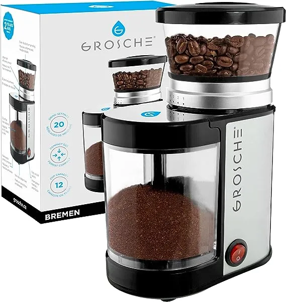 GROSCHE BREMEN BREMEN Grinder de Café Grinder Eléctrico Grinder de Café Compacto, Grinder de Doble Grinder