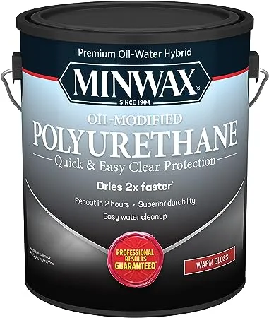 Minwax Water Based Oil-Modified Polyurethane, Warm Gloss, Clear, 1 Gallon