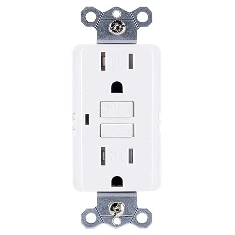 GE 32075 15A Tamper-Resistant Self-Test GFCI Outlet (White)