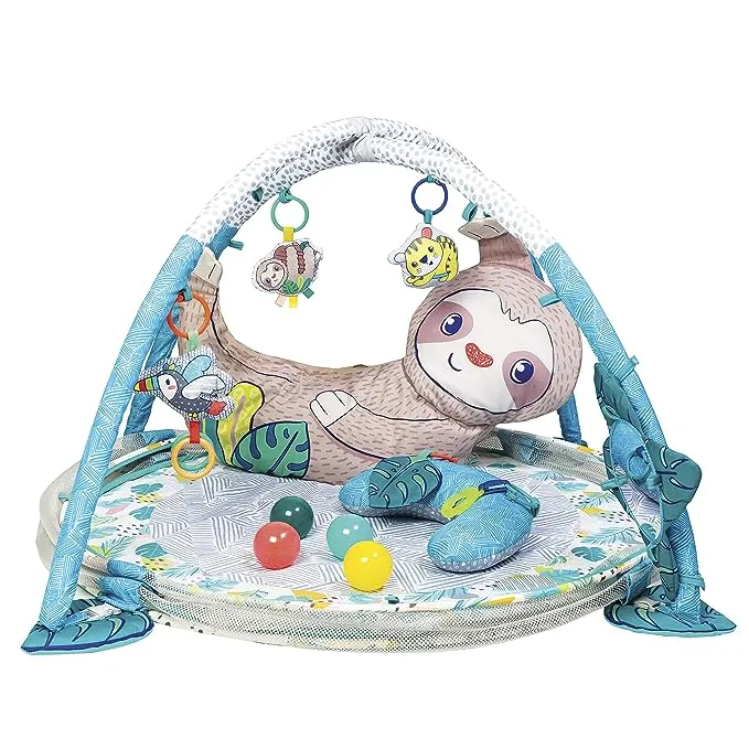 Infantino 4-in-1 Sloth Jumbo - Combination Baby Activity Gym and Ball Pit for Sensory Exploration and Motor Skill Development, for Newborns, Babies and Toddlers