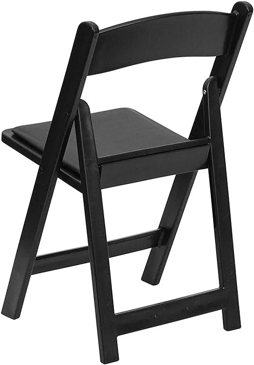 Hercules Series 1000 lb. Capacity Black Resin Folding Chair with Black Vinyl Padded/ Flash Furniture