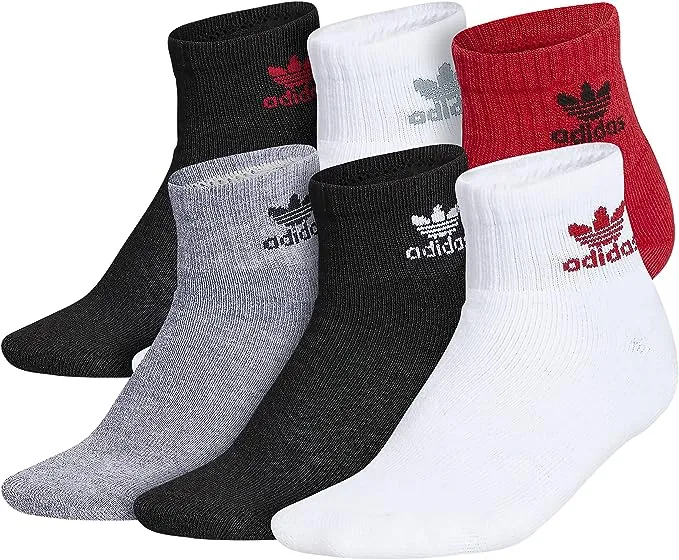 adidas Originals Kids-Boy's/Girl's Trefoil Cushioned Quarter Socks (6-Pair)