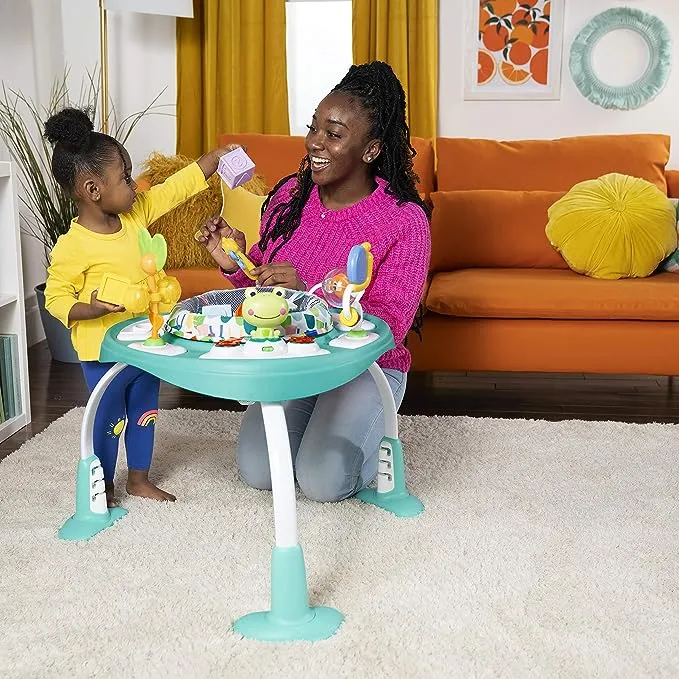 Bright Starts Bounce Bounce Baby 2-in-1 Activity Center Jumper & Table - Playful Pond (Green), 6 Months+